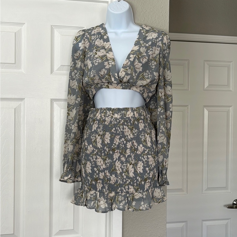 Floral Blouse & Skirt Set